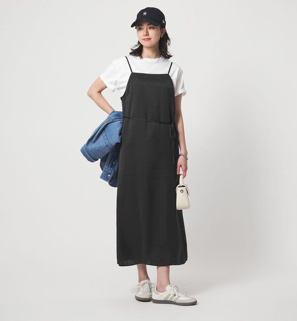 UNITED ARROWS green label relaxing「ライトサテン キャミソール ワンピース」|ワンピース|BLACK