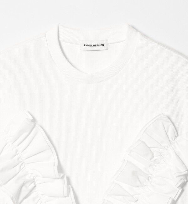 EMMEL REFINES「＜EMMEL REFINES＞EM テレコフリル ギャザー プルオーバー」|Tシャツ・カットソー|
