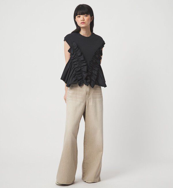 EMMEL REFINES「＜EMMEL REFINES＞EM テレコフリル ギャザー プルオーバー」|Tシャツ・カットソー|