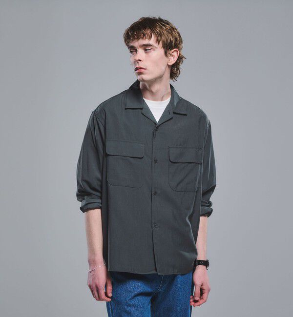 UNITED ARROWS green label relaxing「ナイロン ツイル オープンカラー シャツ ブルゾン -撥水-」|シャツ・ブラウス|DK.GREEN