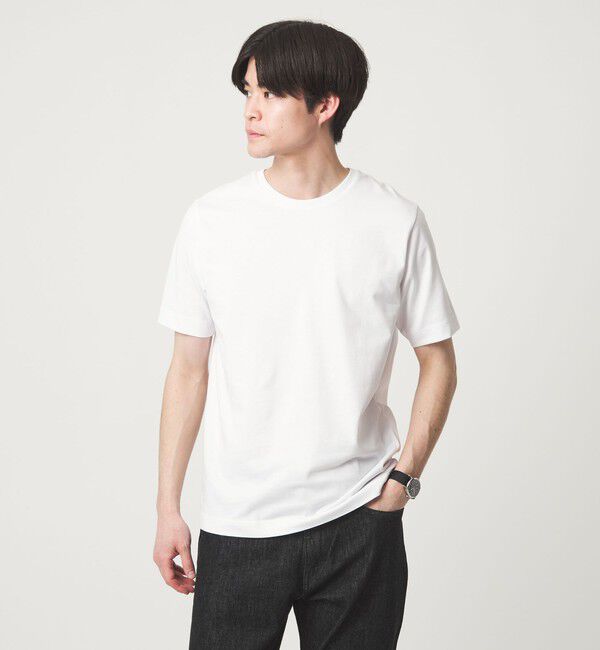 UNITED ARROWS green label relaxing「LONG FIBER COTTON クリア クルーネック 半袖 Tシャツ」|Tシャツ・カットソー|WHITE