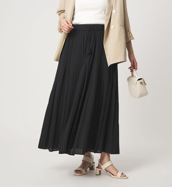 UNITED ARROWS green label relaxing「ボイル パネル フレア スカート」|フレア|BLACK