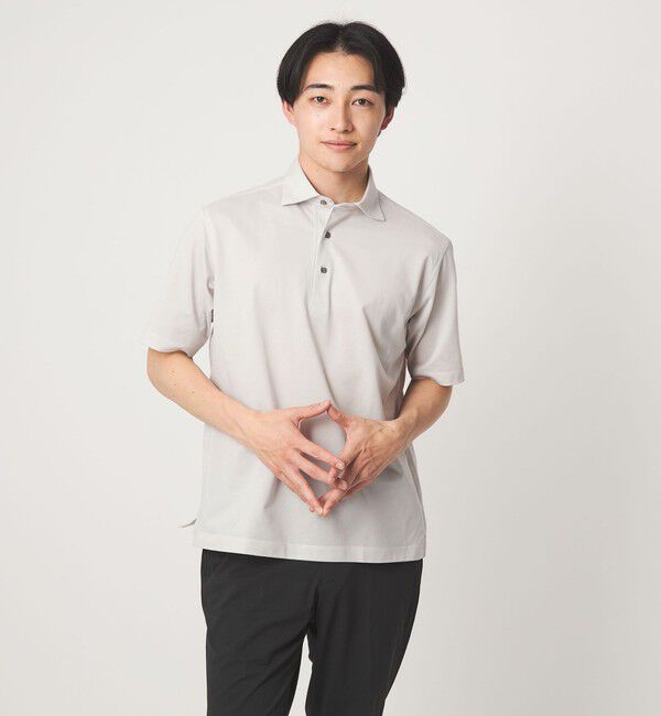 UNITED ARROWS green label relaxing「DUADRY clean バーズアイ カッタウェイ ビズポロ ポロシャツ -吸水速乾・抗菌-」|ポロシャツ|LT.GRAY
