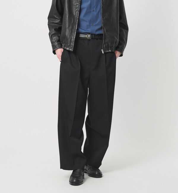 BEAUTY&YOUTH UNITED ARROWS「HI‐LINE ウーステッド ハイウエスト スラックス 26SS」|チノ|BLACK