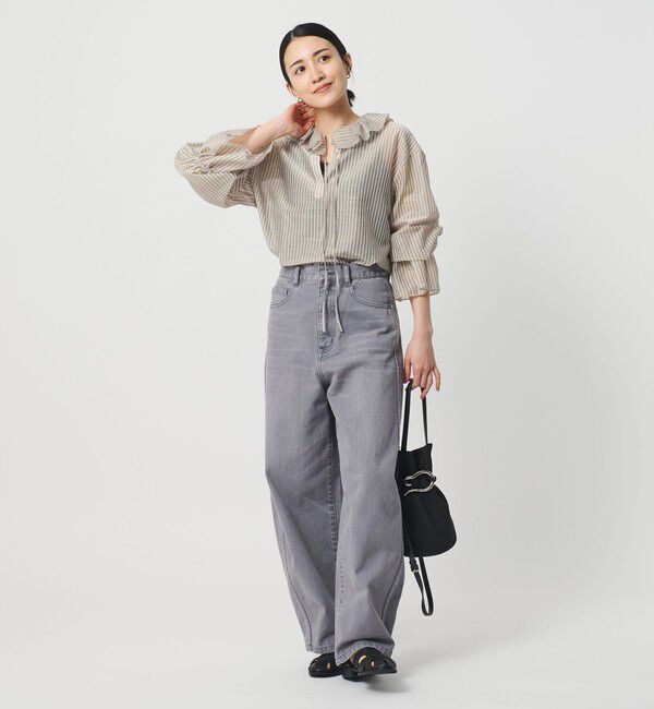 BEAUTY&YOUTH UNITED ARROWS「ストライプ ラッフル スキッパーブラウス ウォッシャブル」|シャツ・ブラウス|