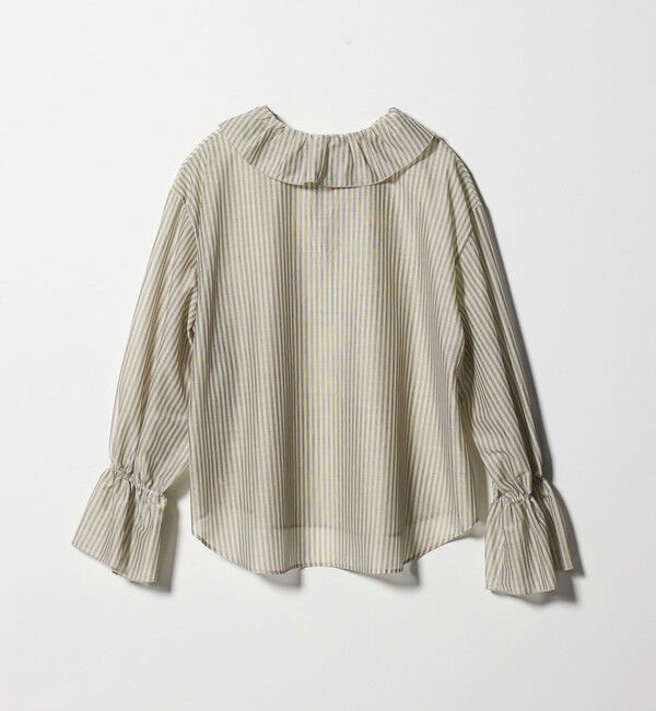 BEAUTY&YOUTH UNITED ARROWS「ストライプ ラッフル スキッパーブラウス ウォッシャブル」|シャツ・ブラウス|