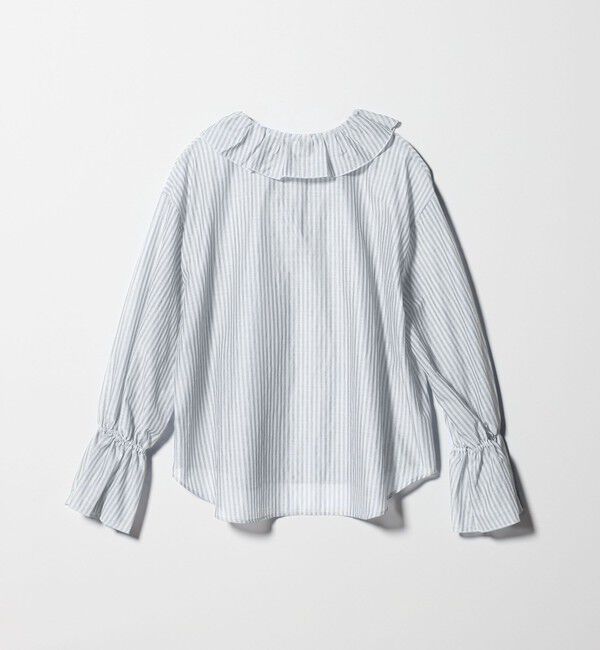 BEAUTY&YOUTH UNITED ARROWS「ストライプ ラッフル スキッパーブラウス ウォッシャブル」|シャツ・ブラウス|
