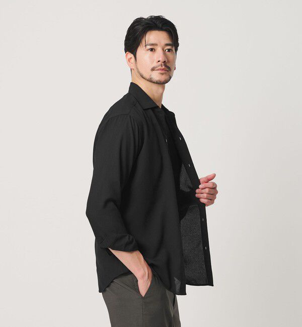 BEAUTY&YOUTH UNITED ARROWS「【WEB限定 WARDROBE SMART】リネンライク ワイドカラー スキッパー シャツ」|シャツ・ブラウス|