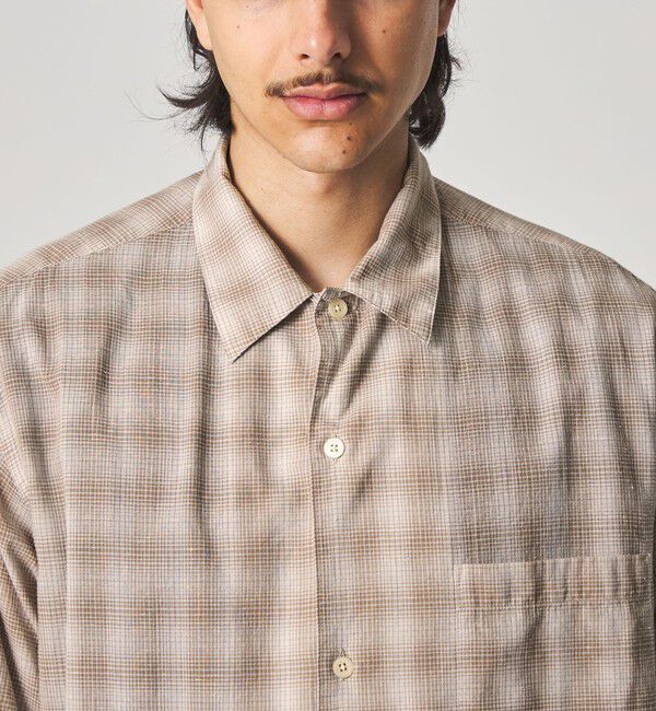 STEVEN ALAN「＜Steven Alan＞ コットン/シルク オンブレーチェック オープンカラー シャツ BOX」|シャツ・ブラウス|