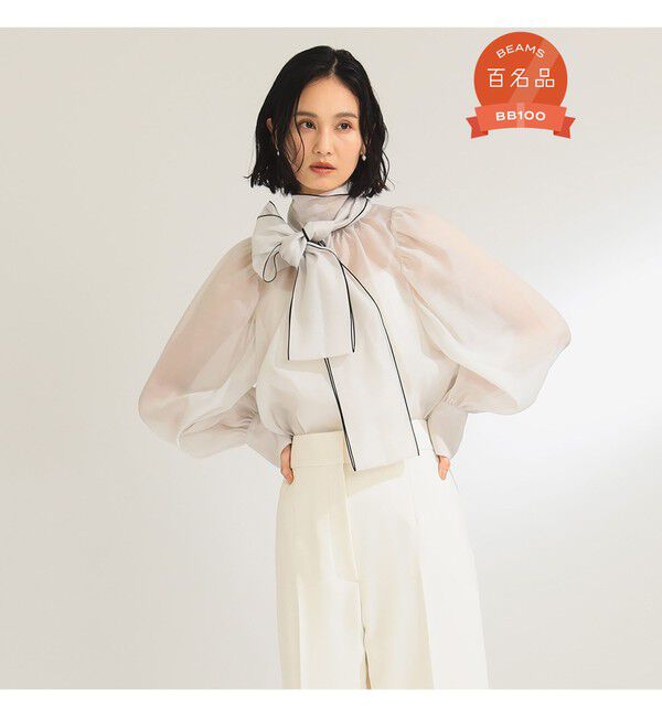 Demi-Luxe BEAMS 「オーガンジー リボンブラウス」|シャツ・ブラウス|OFF_WHITE