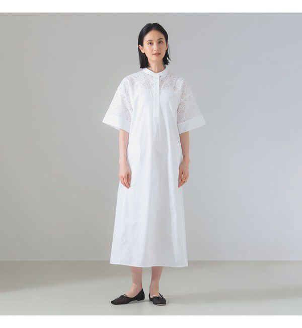 Demi-Luxe BEAMS 「TICCA / レース ハーフスリーブ シャツワンピース」|ワンピース|