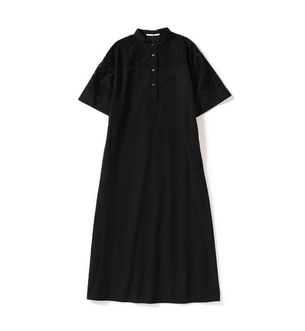 Demi-Luxe BEAMS 「TICCA / レース ハーフスリーブ シャツワンピース」|ワンピース|BLACK