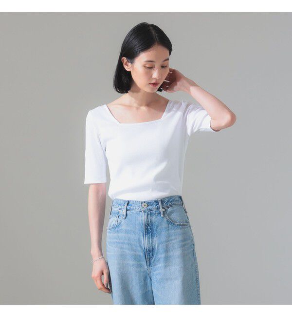 Demi-Luxe BEAMS 「【別注】スタイリスト佐藤佳菜子 &times; SLOANE / スクエアネック リブ Tシャツ」|Tシャツ・カットソー|