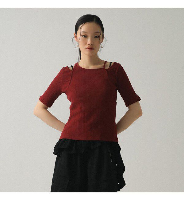 Ray BEAMS 「RIB キリカエ アシメネック Tシャツ」|Tシャツ・カットソー|