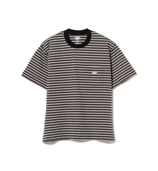 Ray BEAMS 「DANTON / ストライプ ポケット Tシャツ」|Tシャツ・カットソー|CHARCOAL&times;BLACK