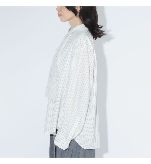 BEAMSBOY「maturely / チョーク ストライプ レース タイ ロングスリーブ」|シャツ・ブラウス|