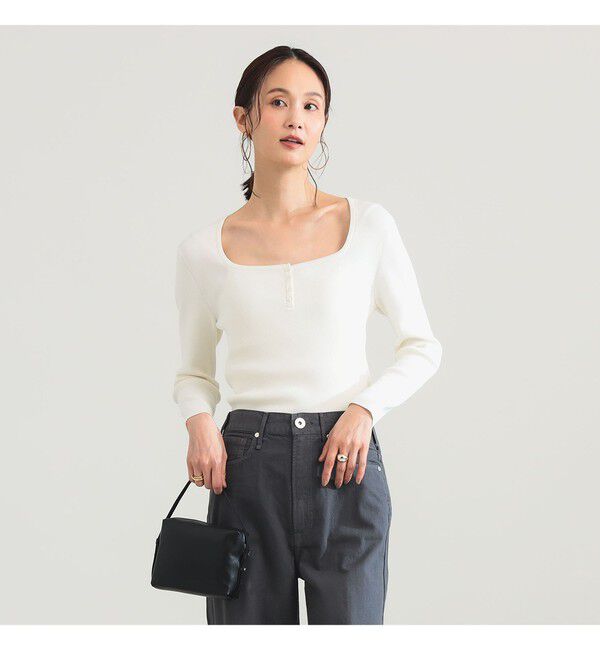 Demi-Luxe BEAMS 「16ゲージ コットン ヘンリーネック プルオーバー」|ニット・セーター|