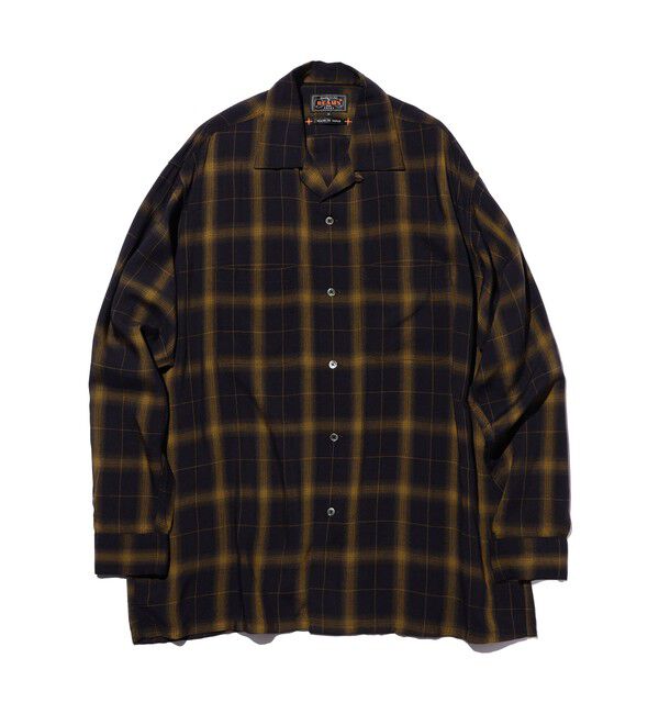 BEAMS PLUS「Open Collar Ombre Plaid」|シャツ・ブラウス|BLACK