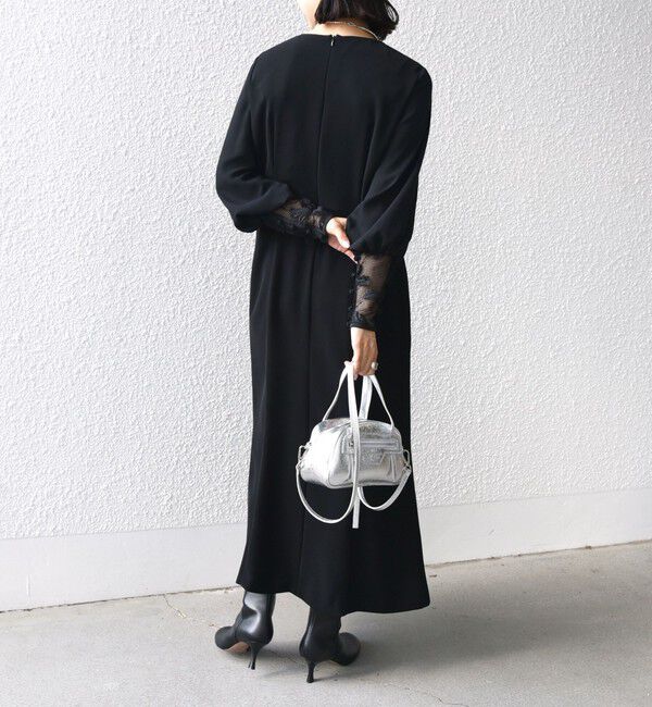 SHIPS for women「【SHIPS別注】kaene:ブラック フォーマル レース スリーブ ワンピース（セレモニー対応可）」|ワンピース|