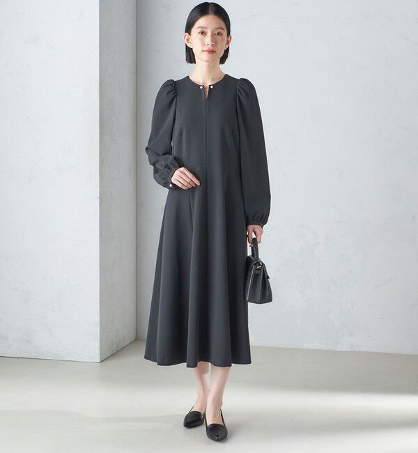 SHIPS for women「〈手洗い可能〉ブラック フォーマル フレア ワンピース（セレモニー対応可）」|ワンピース|