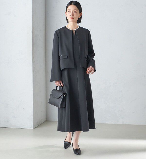 SHIPS for women「〈手洗い可能〉ブラック フォーマル フレア ワンピース（セレモニー対応可）」|ワンピース|