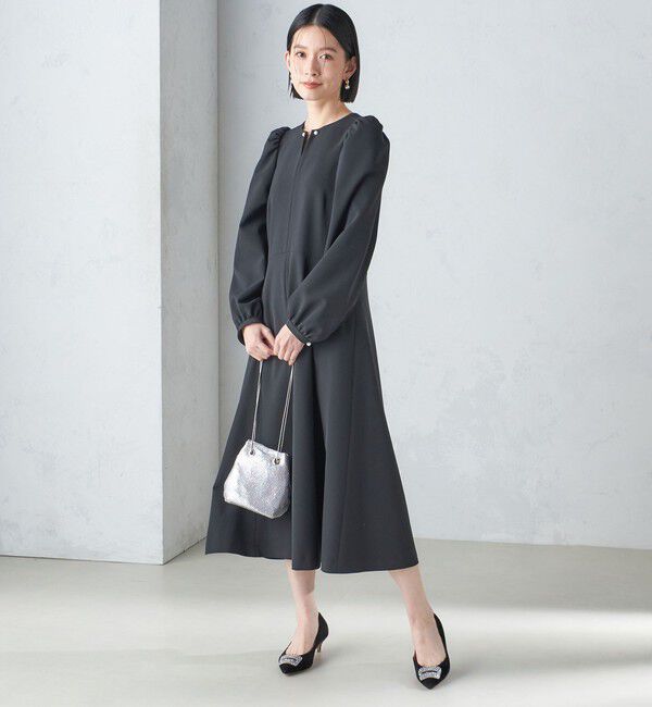 SHIPS for women「〈手洗い可能〉ブラック フォーマル フレア ワンピース（セレモニー対応可）」|ワンピース|