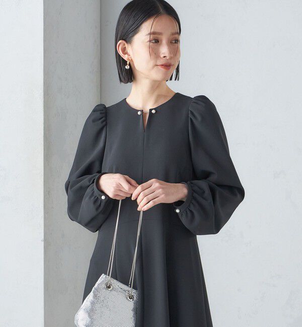 SHIPS for women「〈手洗い可能〉ブラック フォーマル フレア ワンピース（セレモニー対応可）」|ワンピース|