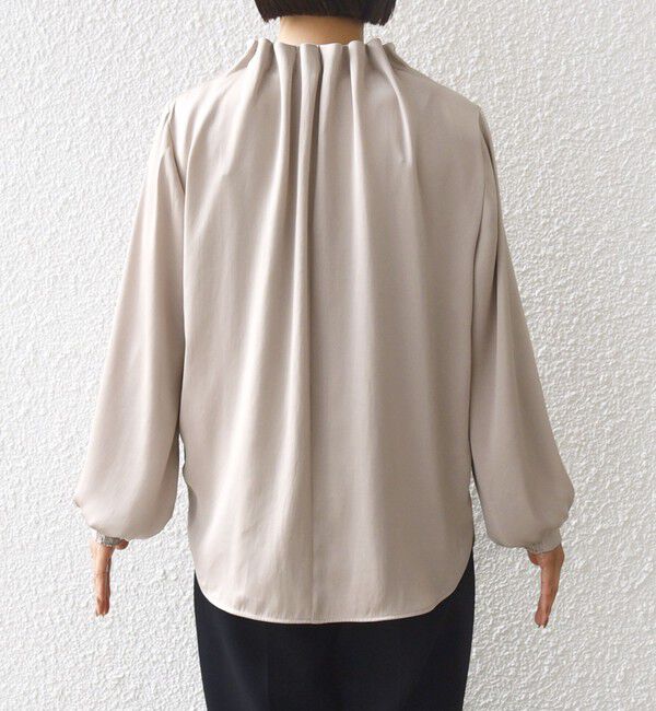 SHIPS for women「【一部WEB限定】〈手洗い可能〉ヴィンテージ サテン ネック ギャザー ブラウス」|シャツ・ブラウス|