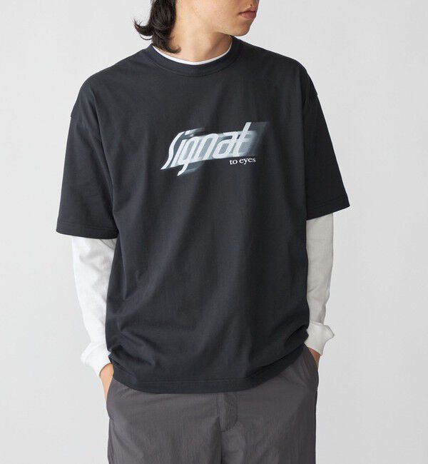 SHIPS「SHIPS:〈遮熱/UVカット/吸水速乾/接触冷感〉SHELTECH(R) ロゴ Tシャツ」|Tシャツ・カットソー|ブラック