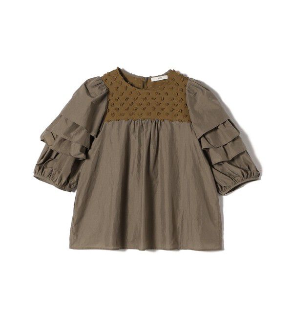 SHIPS for women「【WEB限定】〈手洗い可能〉ドット ジャカード コンビ フリル ブラウス」|シャツ・ブラウス|