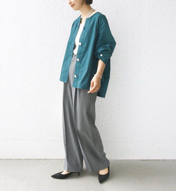 SHIPS for women「【WEB限定】 〈洗濯機可能〉タイプライター ビジュー ボタン ロングスリーブ ブラウス」|シャツ・ブラウス|