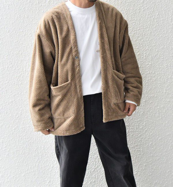 SHIPS any「【WEB限定】SHIPS any: パイナップル フリース 1ボタン Vネック カーディガン◇」|カーディガン|