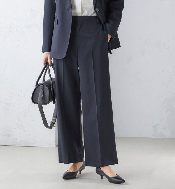 SHIPS for women「タキシード クロス ストレート パンツ」|スラックス|ネイビー