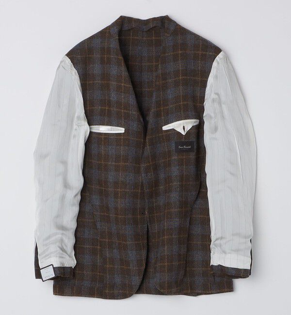 SHIPS「【 SHIPS別注】Errico Formicola:ウール ブラウン&times;ブルー チェック ジャケット」|テーラードジャケット|