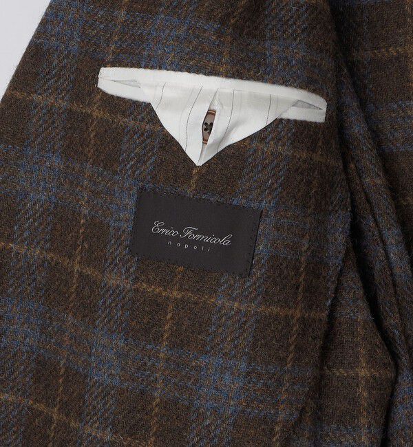 SHIPS「【 SHIPS別注】Errico Formicola:ウール ブラウン&times;ブルー チェック ジャケット」|テーラードジャケット|