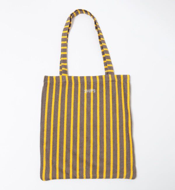 SHIPS「【WEB限定】SHIPS: パイル ストライプ SHIPSロゴ エンブロイダリー トート バッグ」|トートバッグ|