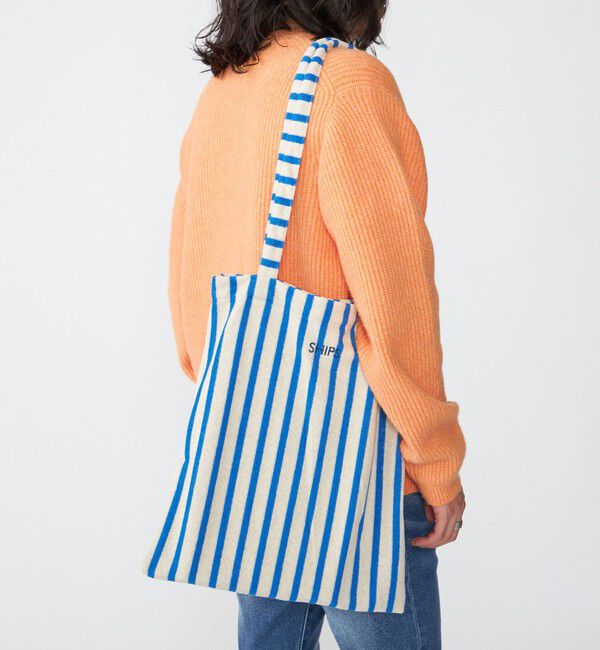 SHIPS「【WEB限定】SHIPS: パイル ストライプ SHIPSロゴ エンブロイダリー トート バッグ」|トートバッグ|