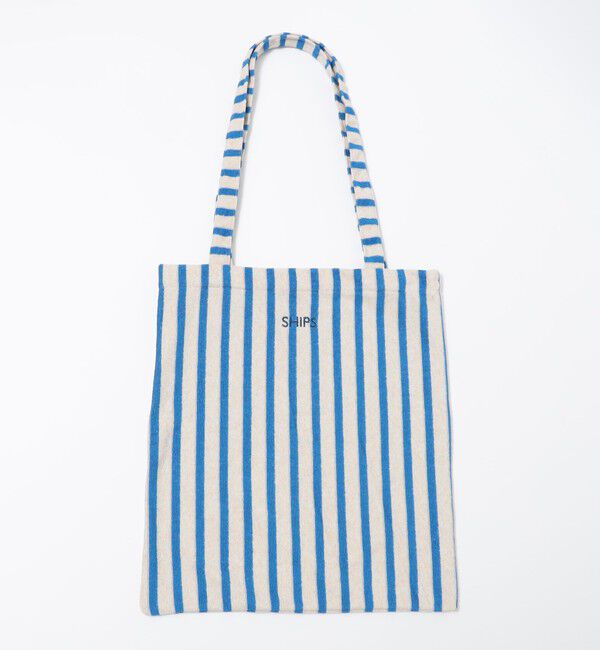 SHIPS「【WEB限定】SHIPS: パイル ストライプ SHIPSロゴ エンブロイダリー トート バッグ」|トートバッグ|