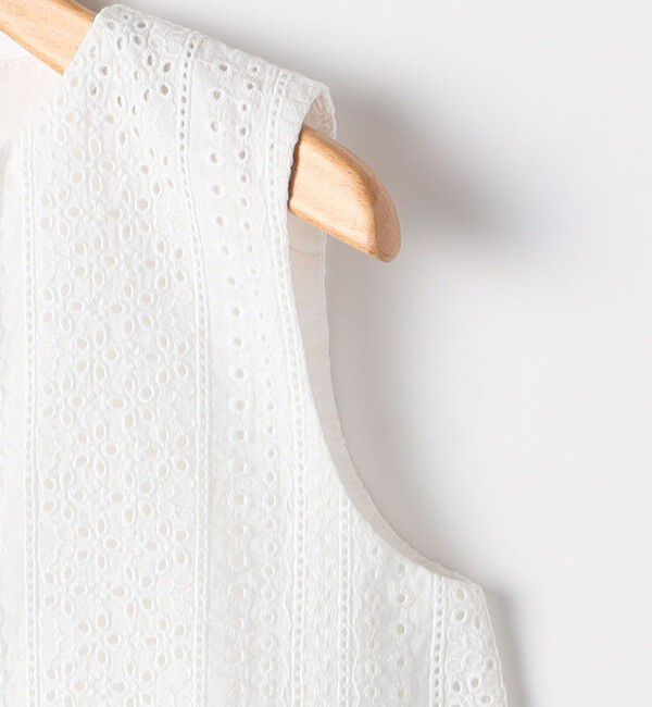 SHIPS KIDS「SHIPS KIDS:140～150cm / レース ペプラム ノースリーブ ブラウス」|シャツ・ブラウス|