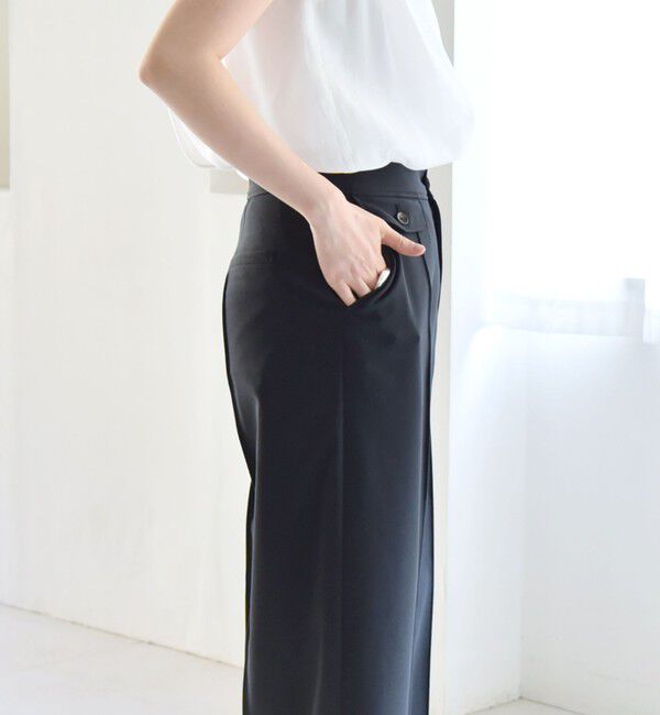 quaranciel「quaranciel: フラップ デザイン センター シーム セミ ワイド パンツ（セットアップ対応）」|その他|