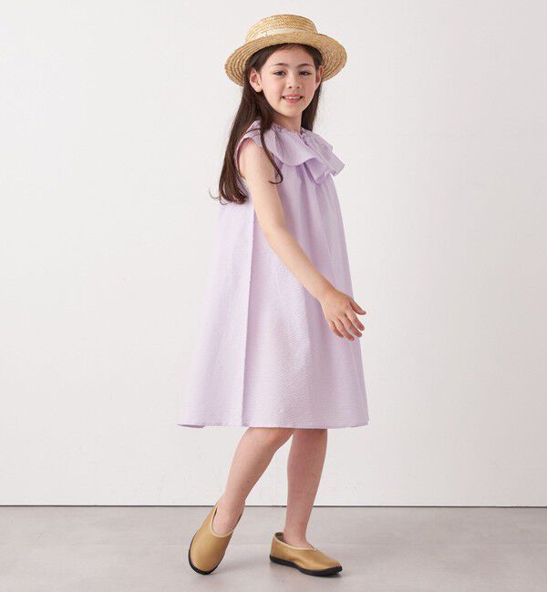 SHIPS any「SHIPS any: シアサッカー フリルカラー ノースリーブ ワンピース <KIDS>」|ワンピース|