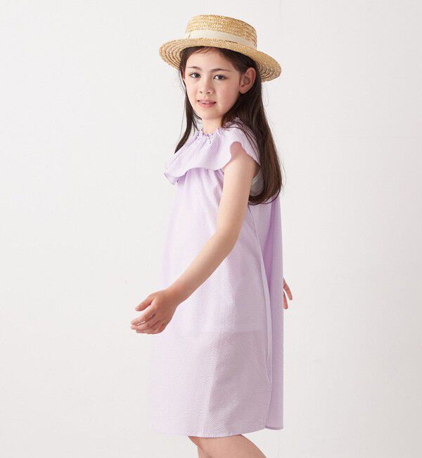 SHIPS any「SHIPS any: シアサッカー フリルカラー ノースリーブ ワンピース <KIDS>」|ワンピース|