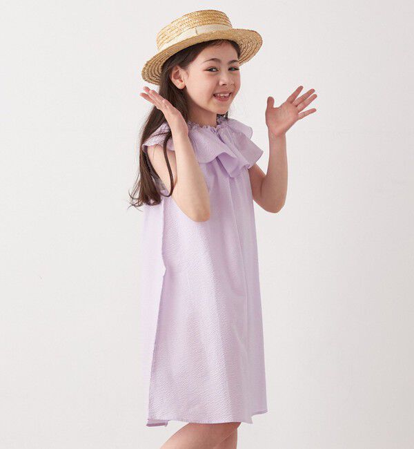 SHIPS any「SHIPS any: シアサッカー フリルカラー ノースリーブ ワンピース <KIDS>」|ワンピース|