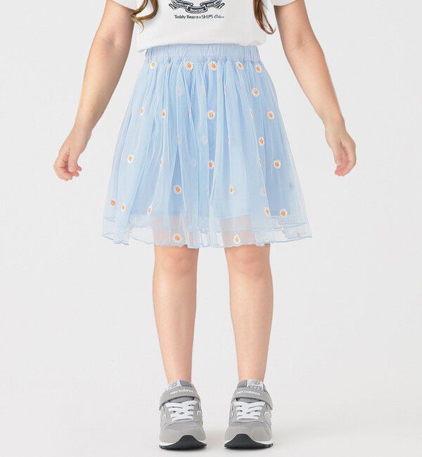 SHIPS Colors 「SHIPS Colors:90～140cm/〈手洗い可能〉チュールギャザースカート◇」|スカート|ライトブルー