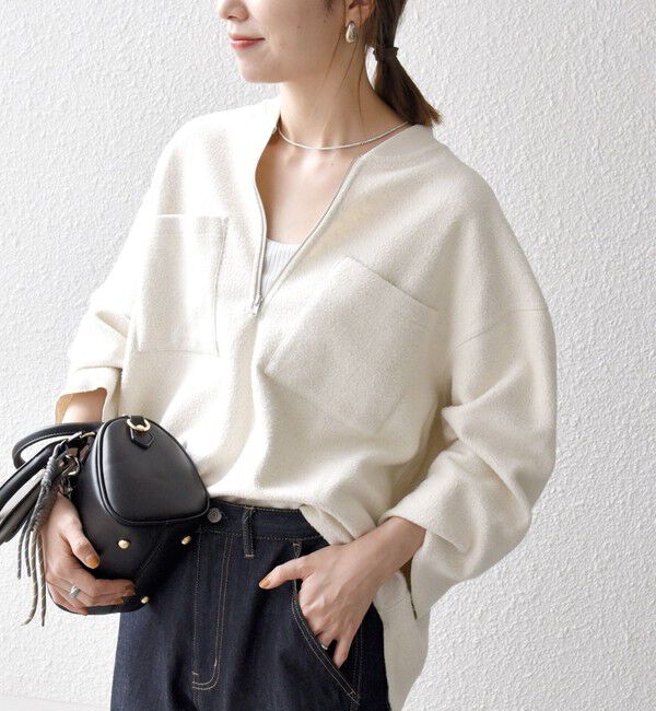 SHIPS any「SHIPS any:〈洗濯機可能〉フリース ライク ハーフジップ ポケット プルオーバー」|Tシャツ・カットソー|