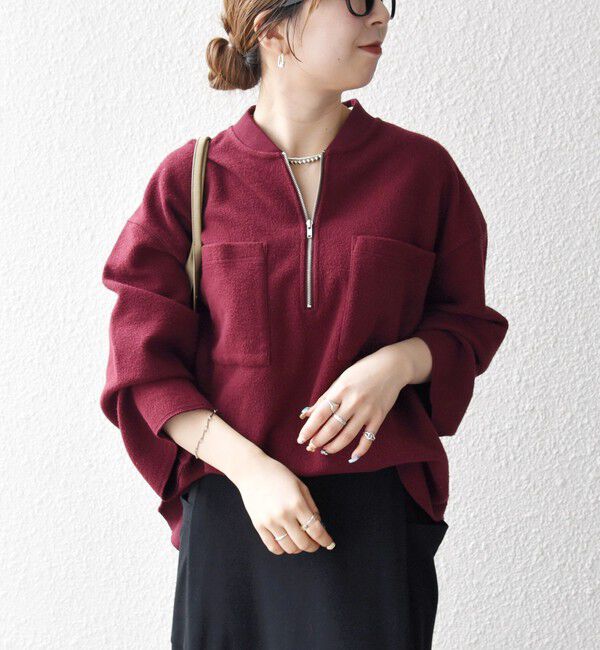 SHIPS any「SHIPS any:〈洗濯機可能〉フリース ライク ハーフジップ ポケット プルオーバー」|Tシャツ・カットソー|