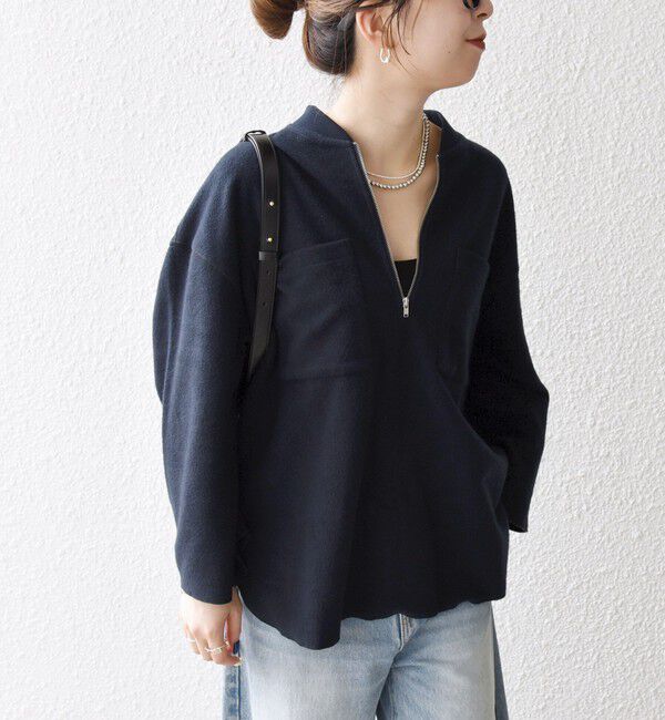 SHIPS any「SHIPS any:〈洗濯機可能〉フリース ライク ハーフジップ ポケット プルオーバー」|Tシャツ・カットソー|