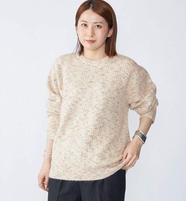 SHIPS「【WEB限定】SHIPS:〈手洗い可能〉カラー ネップ ワッフル クルーネック ニット」|ニット・セーター|ナチュラル