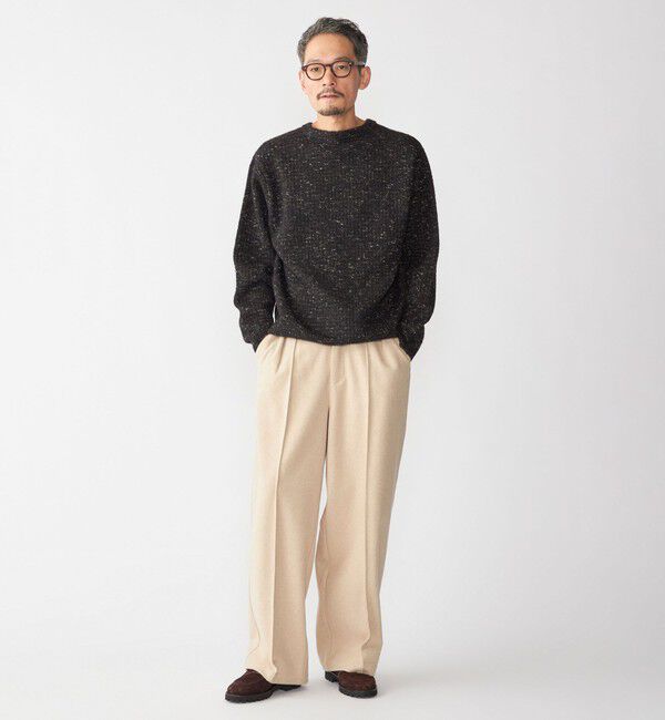 SHIPS「【WEB限定】SHIPS:〈手洗い可能〉カラー ネップ ワッフル クルーネック ニット」|ニット・セーター|