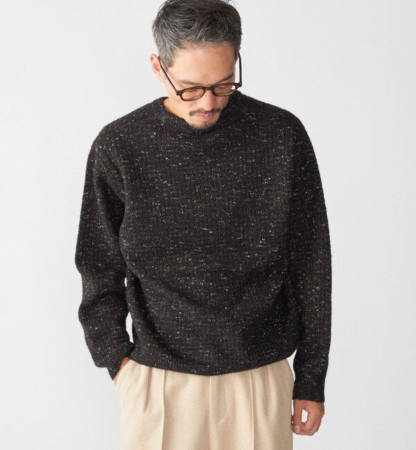 SHIPS「【WEB限定】SHIPS:〈手洗い可能〉カラー ネップ ワッフル クルーネック ニット」|ニット・セーター|